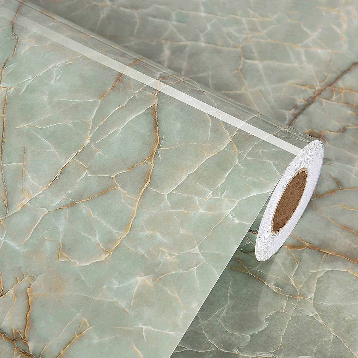 LIKILIKI marble countertop green roll: easy self-adhesive installation for quick kitchen surface refresh.