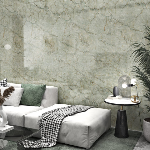 LIKILIKI removable green marble contact paper: renter-friendly update with minimal residue.