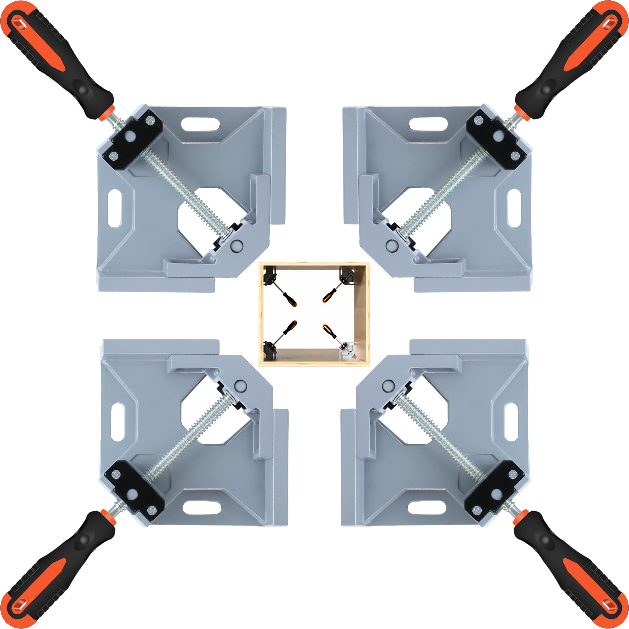 Likorlove 90-degree corner clamp demonstrates precise cabinet assembly with rotating jaw.