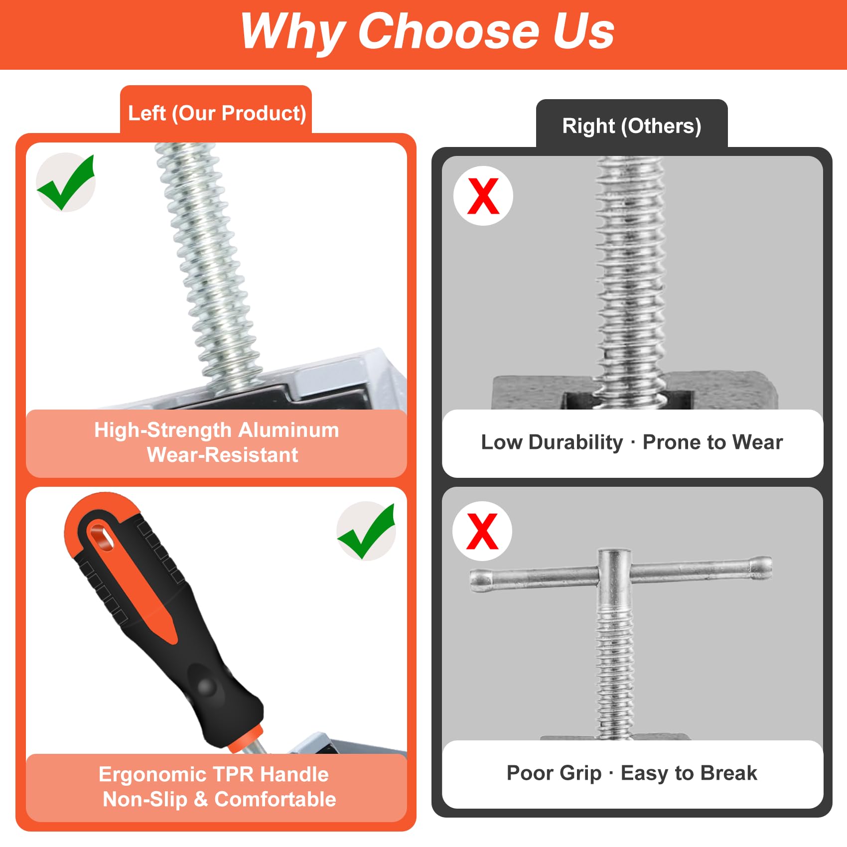 Likorlove heavy-duty aluminum clamp offers lasting stability under pressure.