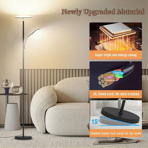 Lilaiaro dual light sources offer ambient and task lighting.