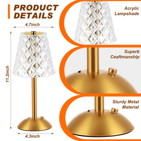 Liliful cordless table lamp front view showing touch brightness control.