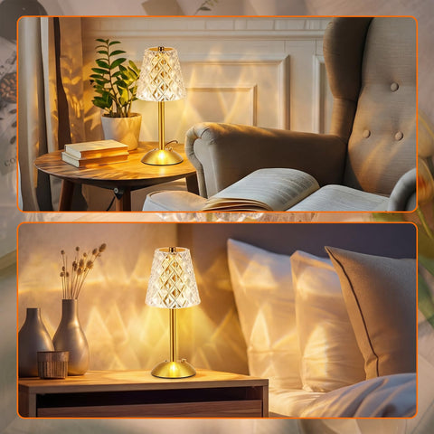 Liliful gold diamond lamp adds ambience for indoor and outdoor settings.