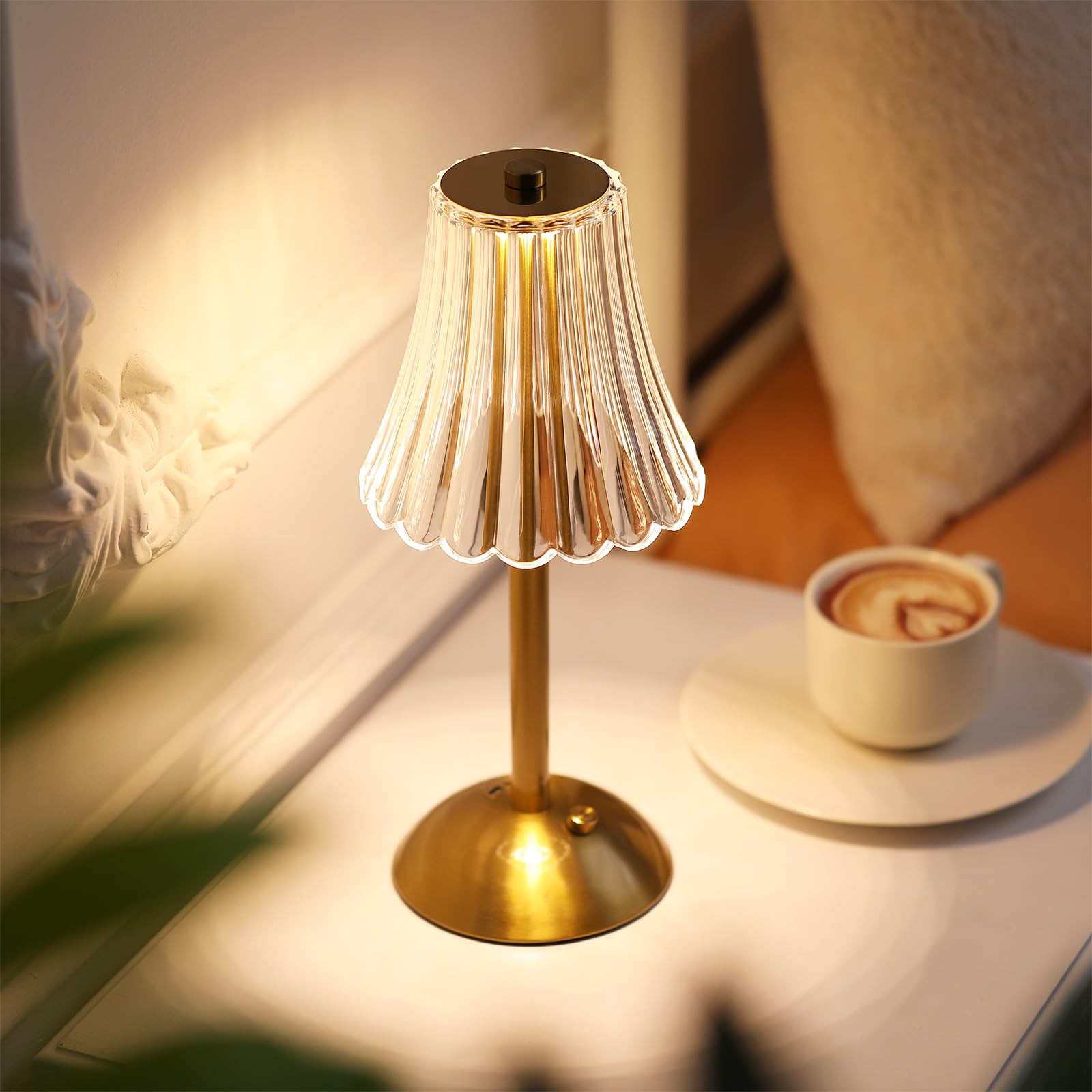 Liliful rose lamp pictured with USB-C charging cable for easy power