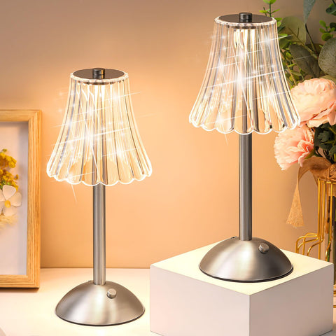 Liliful rose-style cordless lamp two-pack on table for ambient lighting