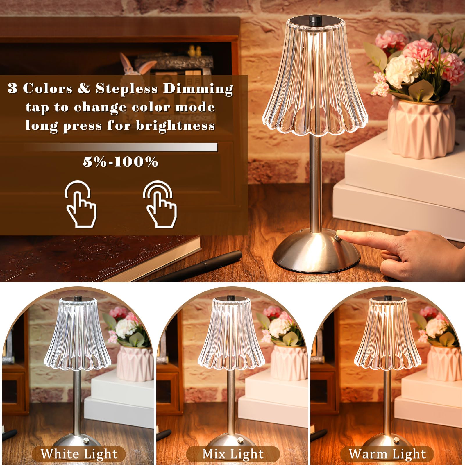 Liliful lamp glows warm yellow for cozy evenings