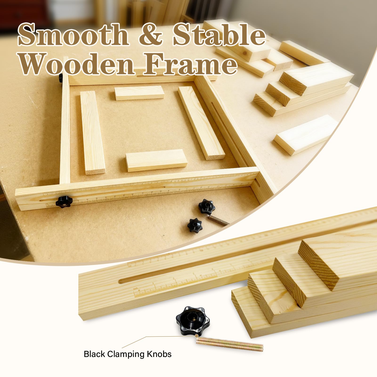 LILXIU Jig's sturdy wooden frame supports accurate routing.