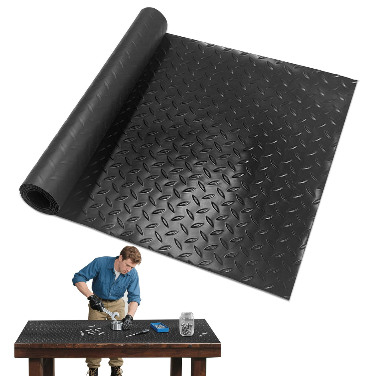 LILXIU workbench mat plain top view; durable PVC surface ready for heavy projects