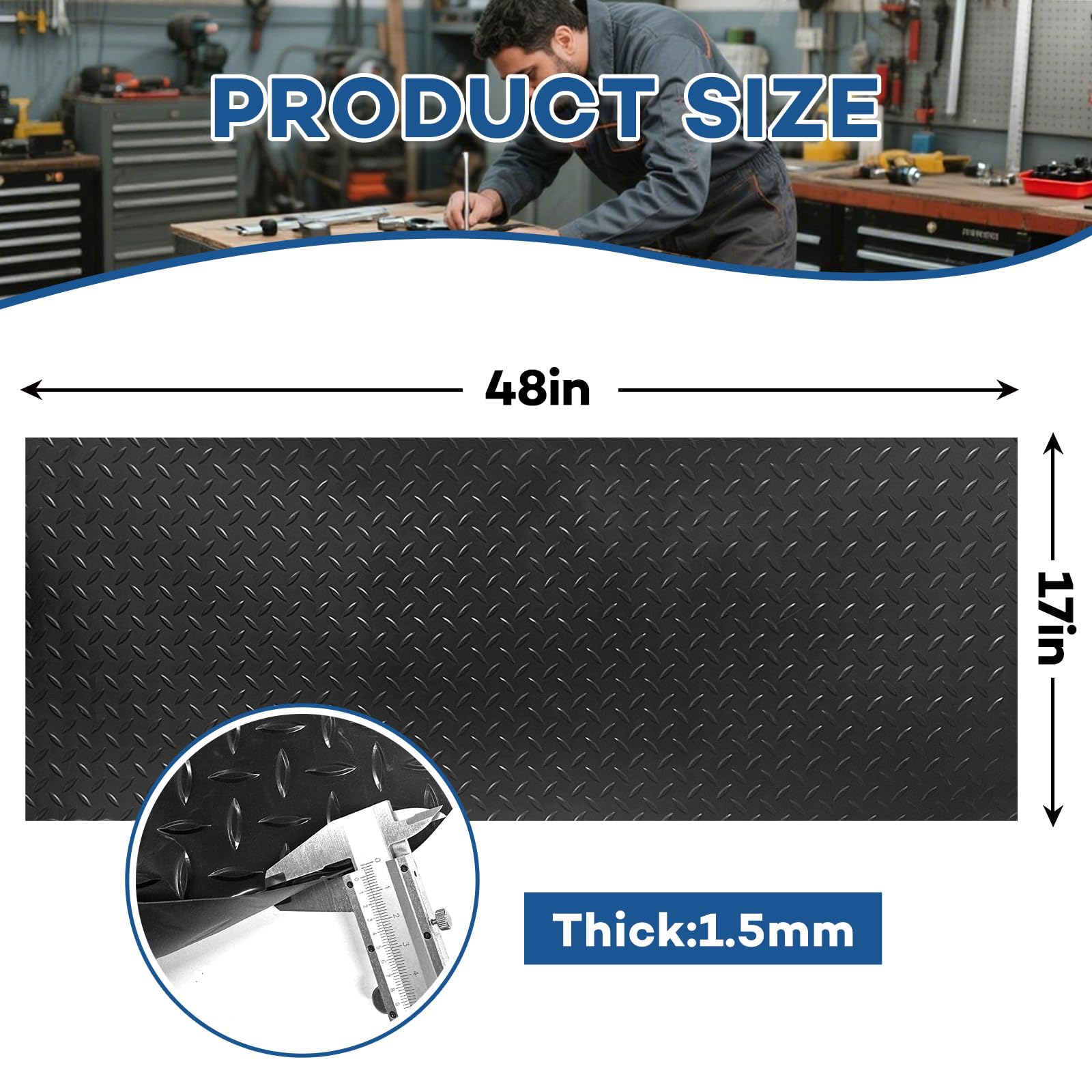 LILXIU workbench mat steel plate texture; anti-slip grip keeps tools steady