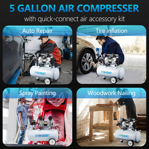 Limodot quiet air compressor in a workshop during carpentry tasks