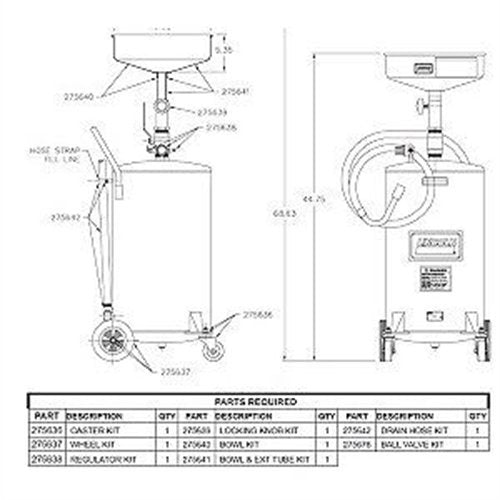 Lincoln 275642 drain hose kit for Model 3601 enables leak-resistant drainage and reliable oil transfer