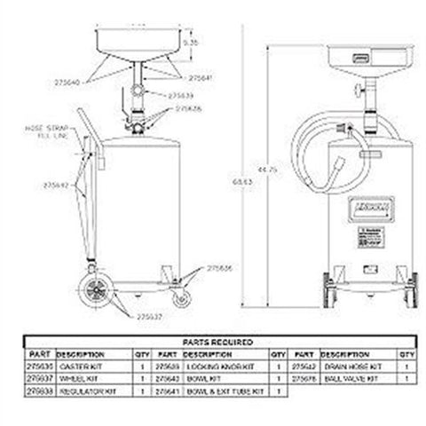 Lincoln 275642 drain hose kit for Model 3601 enables leak-resistant drainage and reliable oil transfer