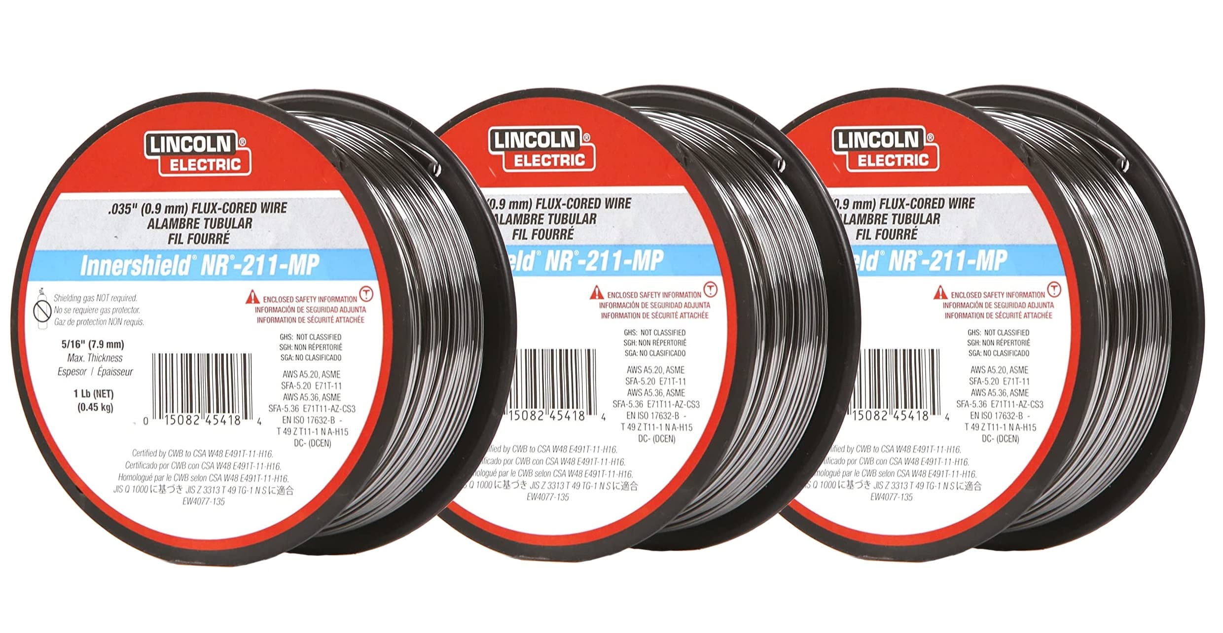 Lincoln Electric ED030584 MIG wire spool for clean, smooth beads.