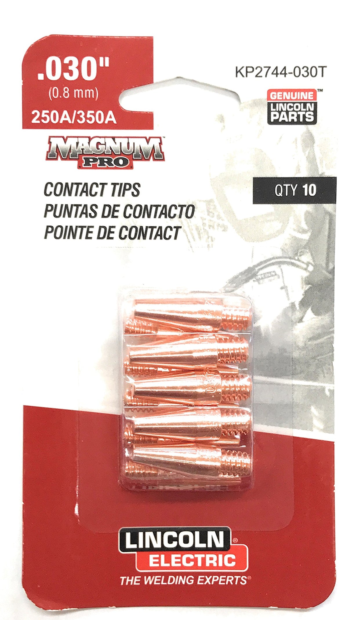 Lincoln Electric KP2744-030T tapered contact tip for stable arc and precise welds
