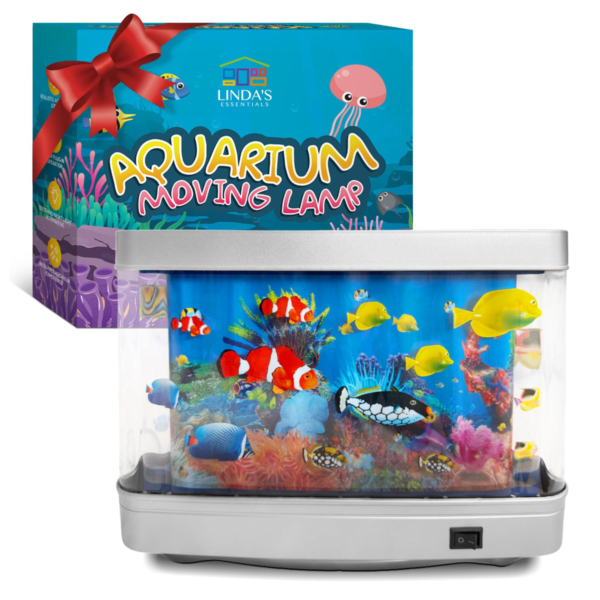 Linda's Essentials fake fish tank with moving fishes, calming night light for bedrooms