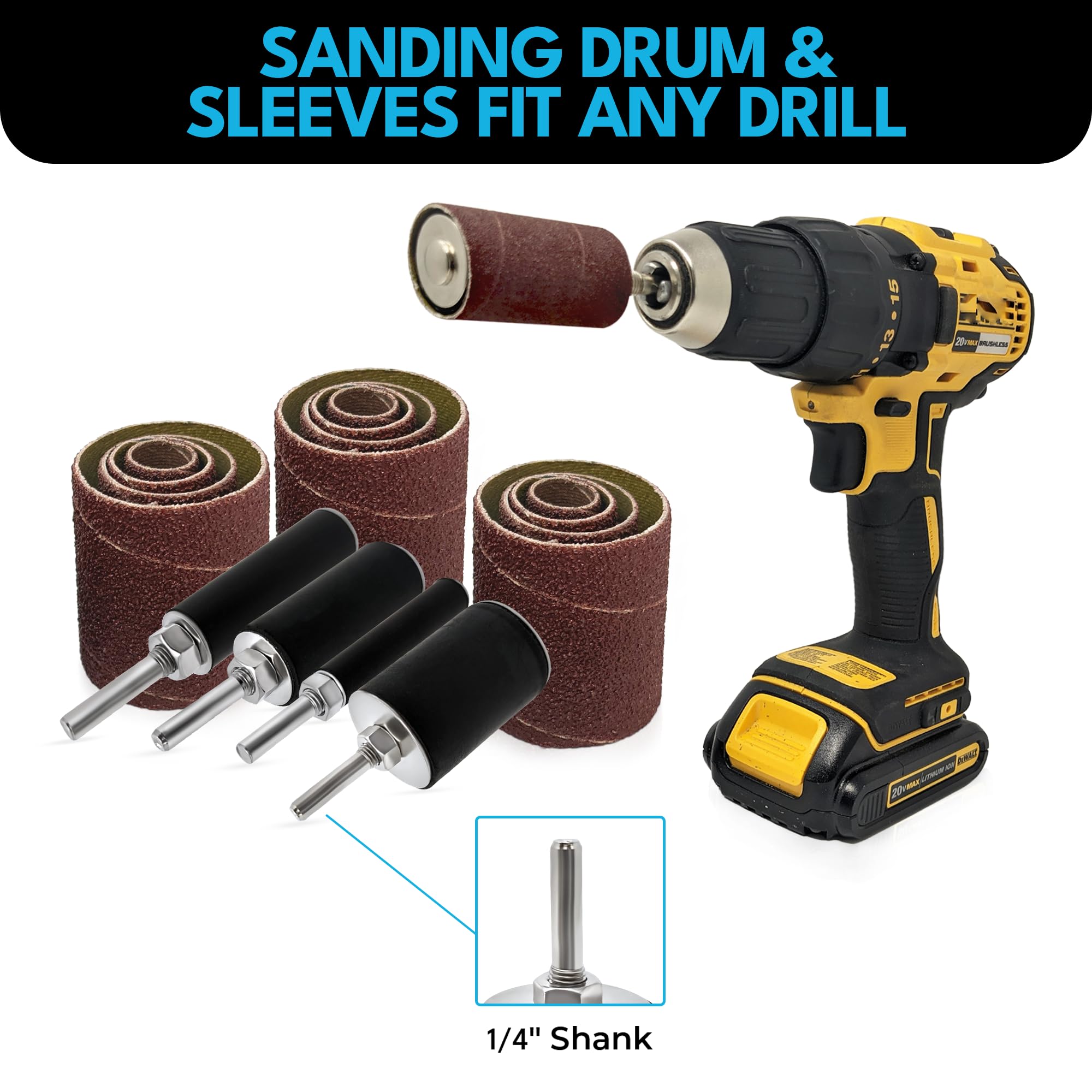 LINE10 Tools rubber drum in half-inch diameter for curved surface sanding.