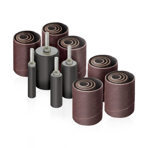 LINE10 Tools 2-inch long sanding drum focusing on inside hole smoothing.