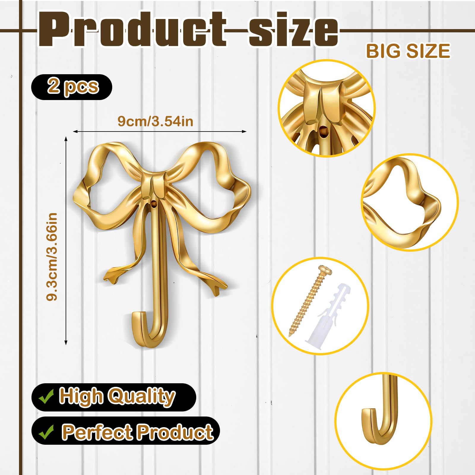 Lineshading brass bow hook closeup showing durable brass finish