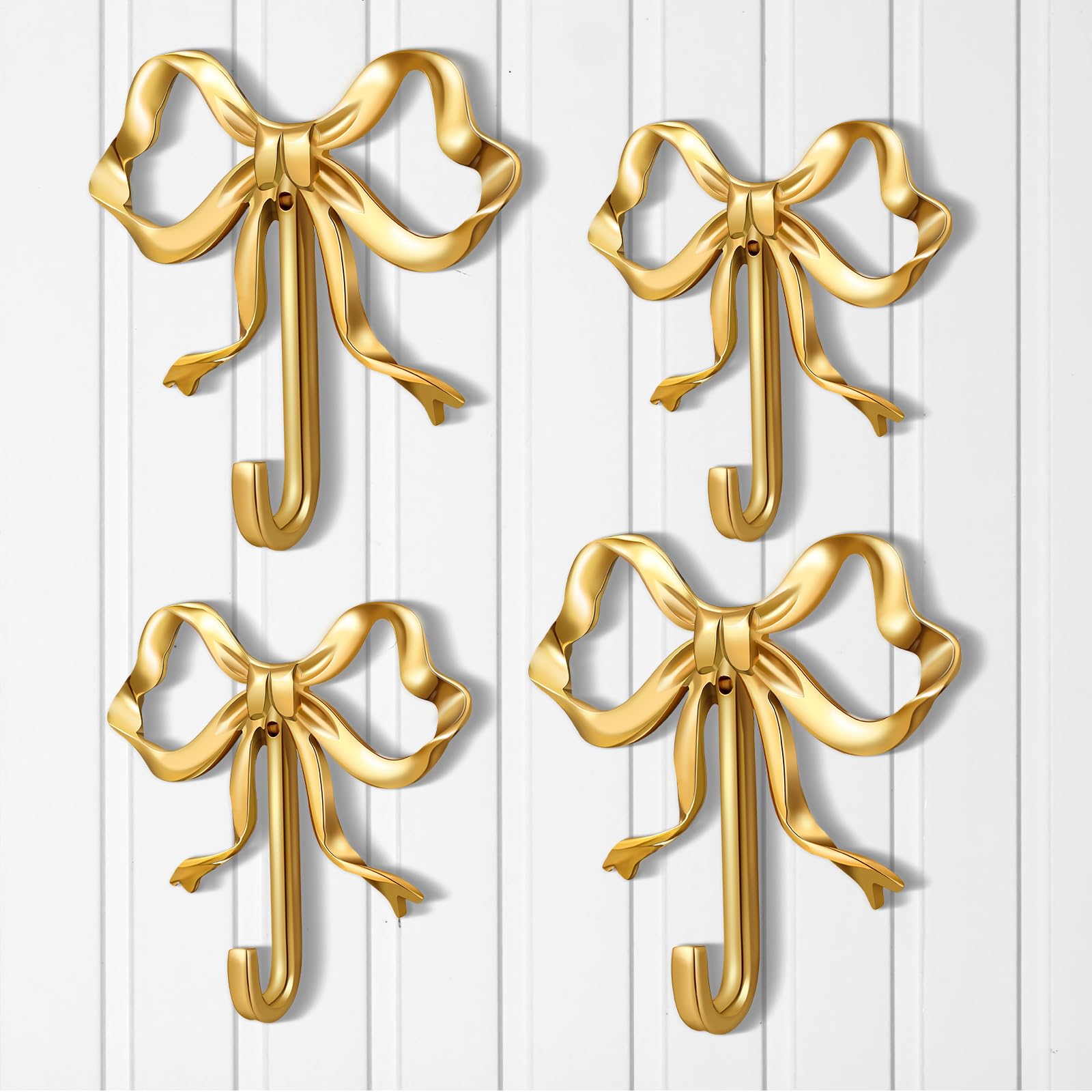 Lineshading gold bow knot hook for coats and hats at the entryway.