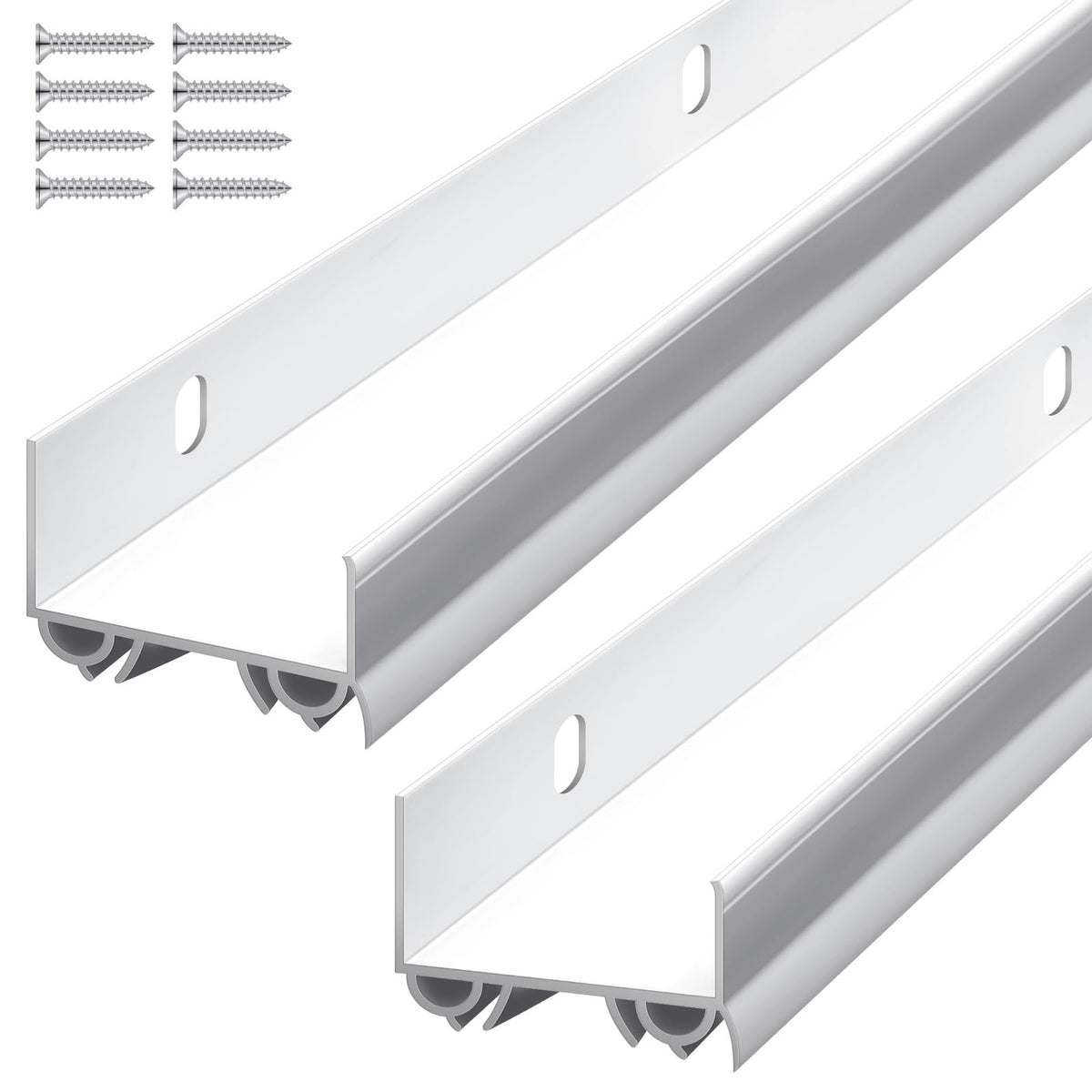 Lineshading door sweep package with accessories ready for easy installation and draft prevention.