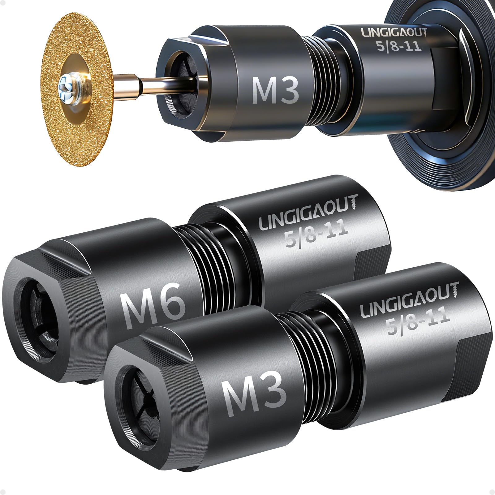 LINGIGAOUT angle grinder adapter with a 52mm head for precise die grinding.
