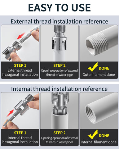 LINGIGAOUT 3-piece kit handles 1/2, 3/4, and 1 inch pipes for home repairs.
