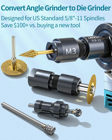 Two-pack adapter set with 1/4inch and 1/8inch collets for versatile rotary work.