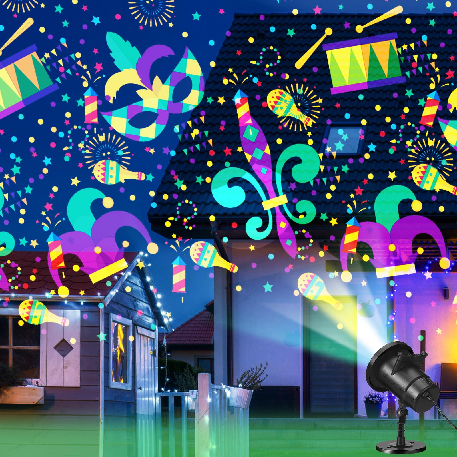 Lingvee 360-degree festive patterns illuminate surroundings.