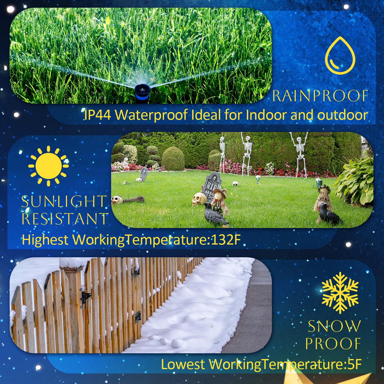 Lingvee easy-setup Mardi Gras light brightening backyard celebrations.