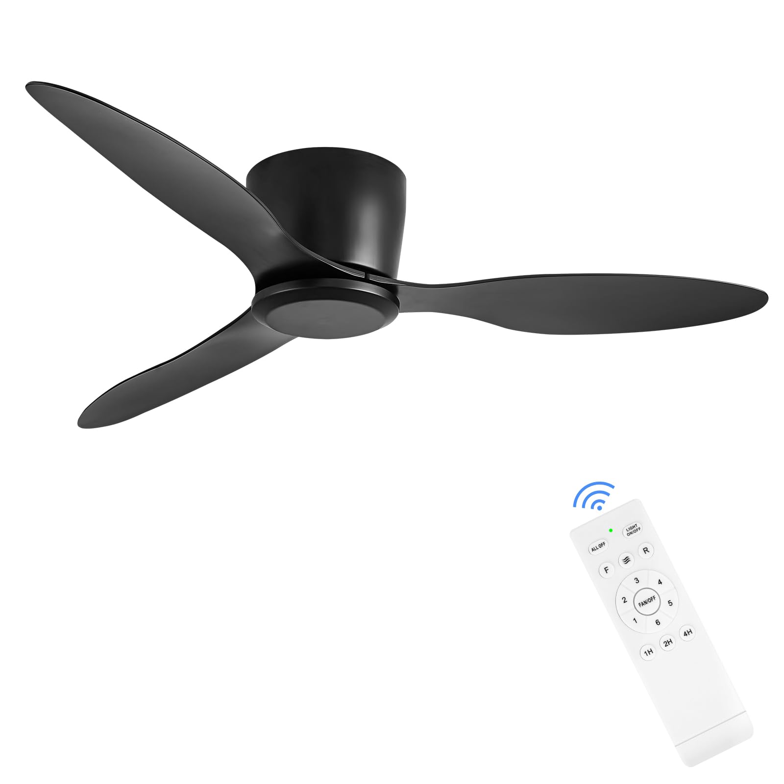 linjo 42in no-light ceiling fan with remote in black for bedroom comfort