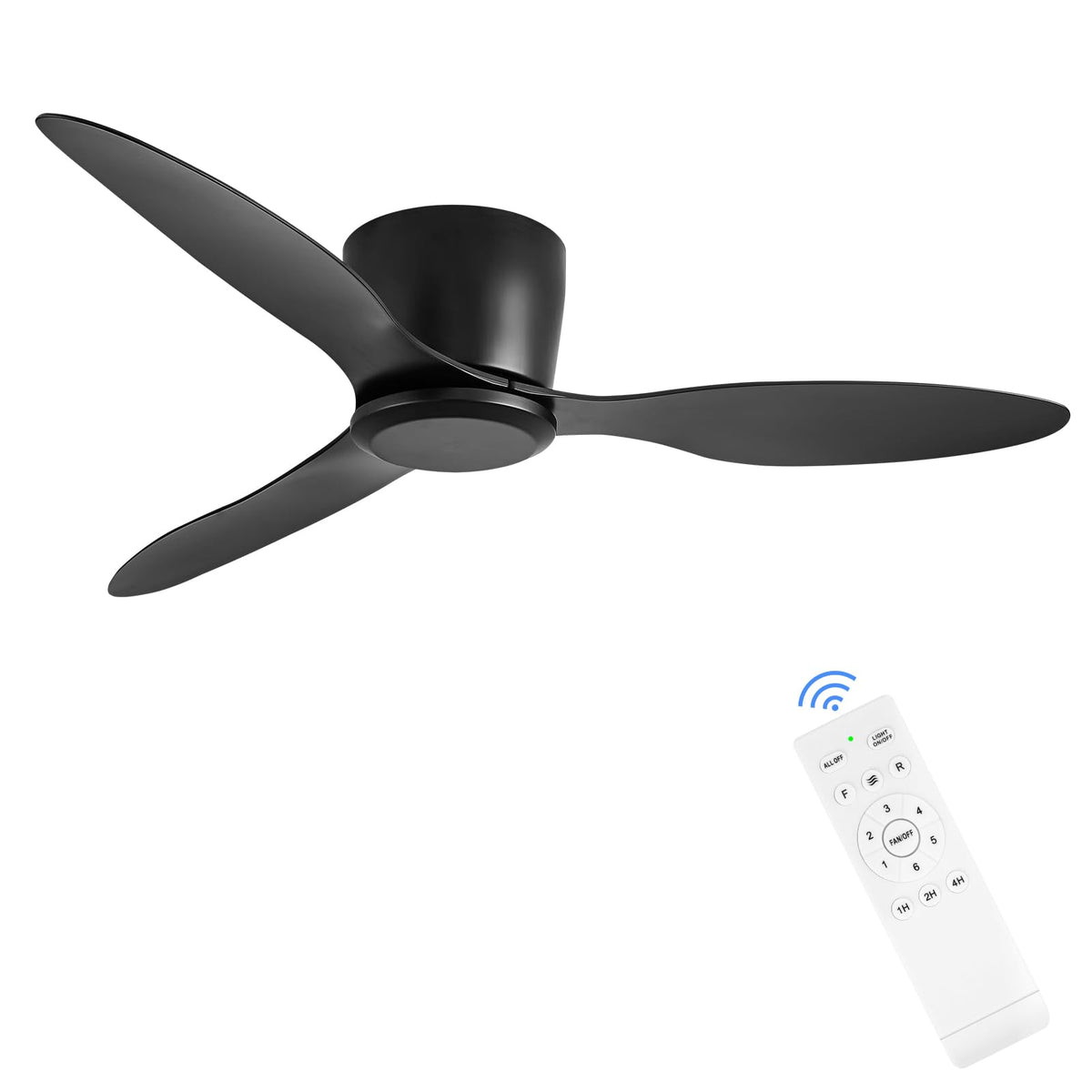 linjo 42in no-light ceiling fan with remote in black for bedroom comfort