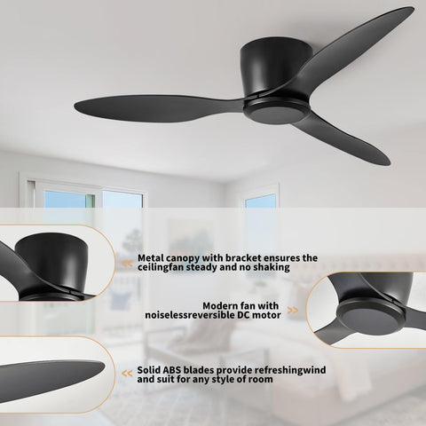linjo easy-install 42in black ceiling fan no-light