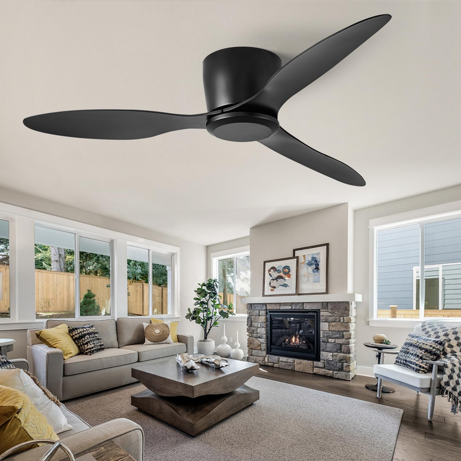 linjo fcc-ce certified no-light ceiling fan for indoor outdoor use