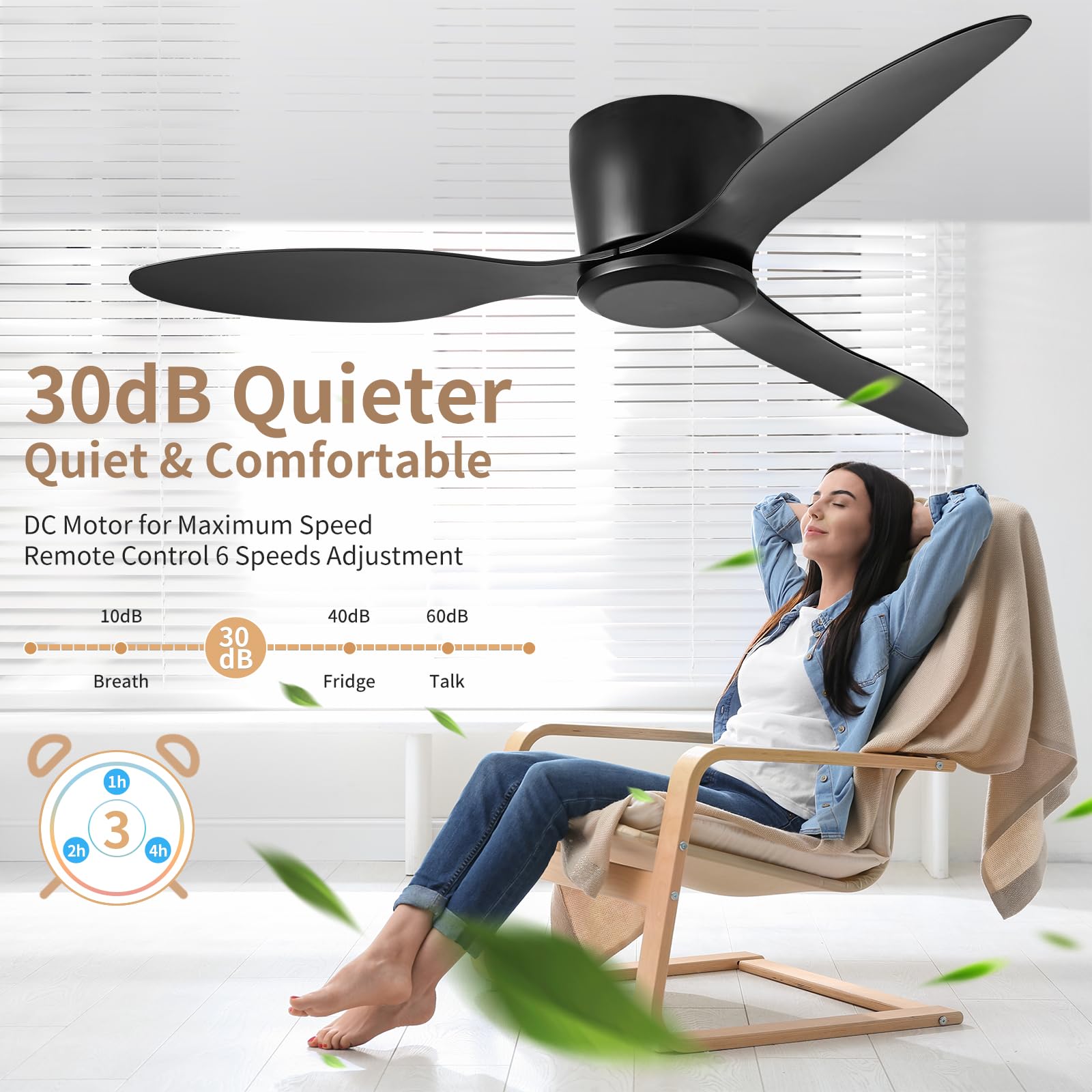 linjo moisture-proof 42in fan with quiet operation for kitchen and outdoors