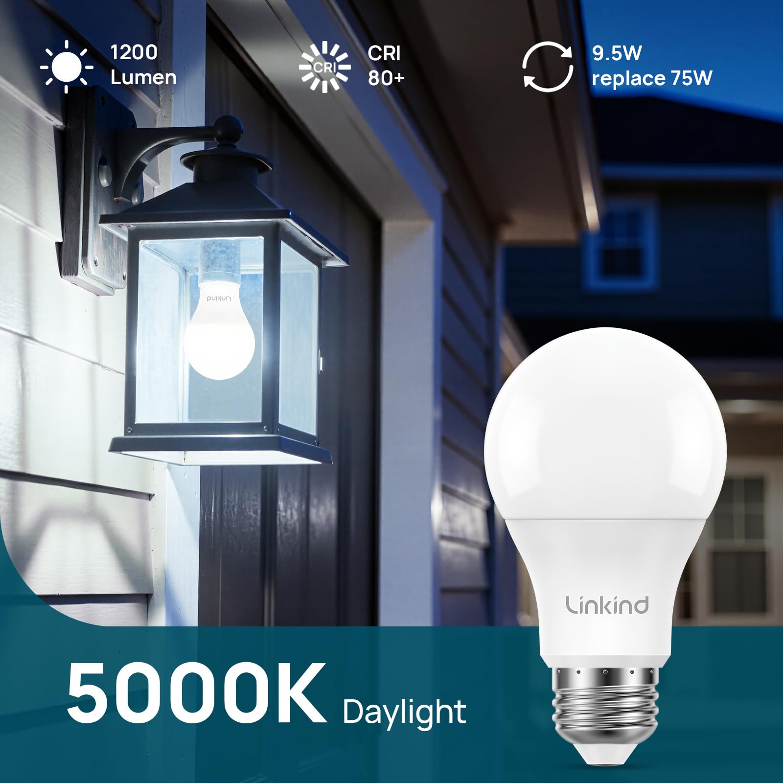 Linkind 25,000-hour lifespan for fewer bulb changes.