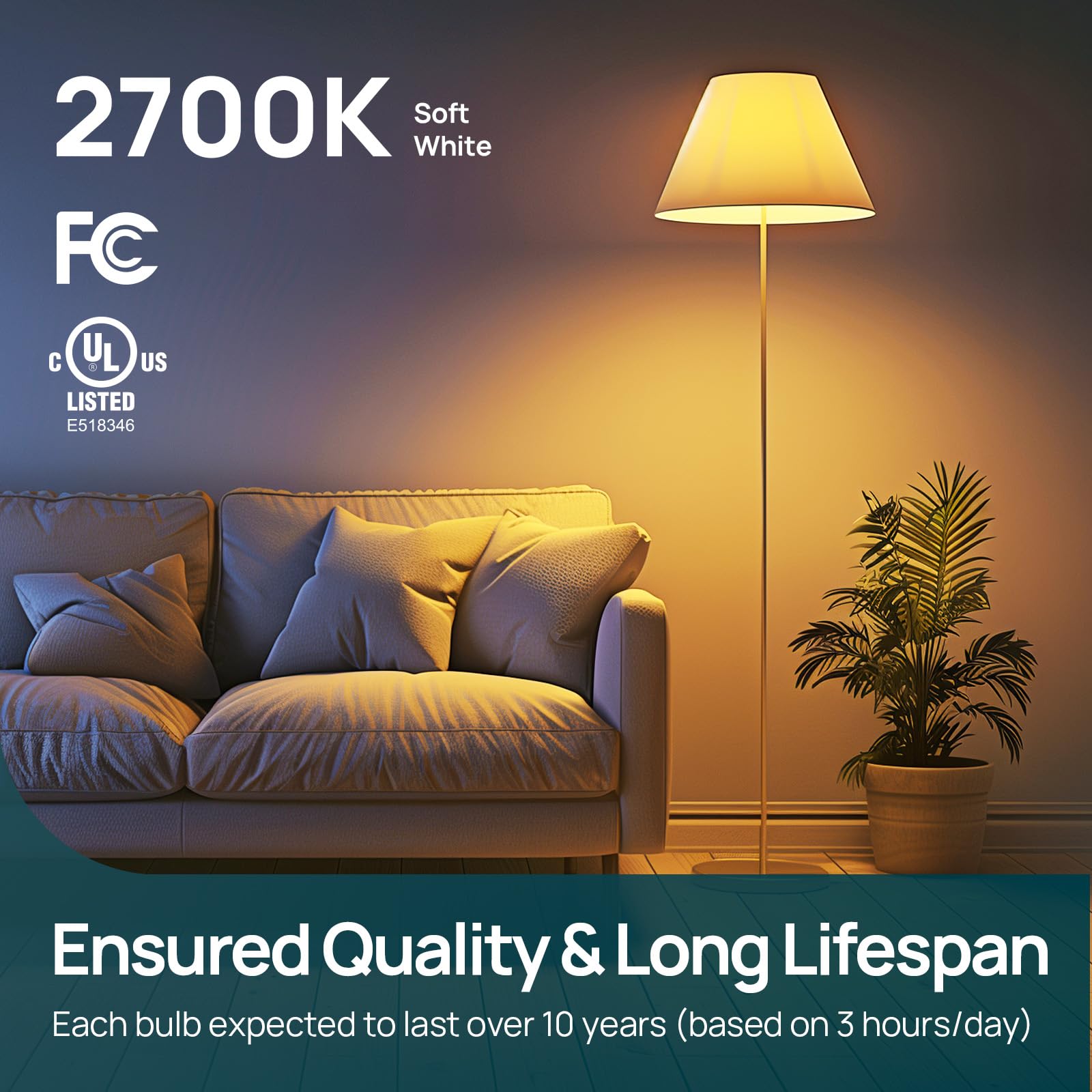 Linkind A19 wide beam angle 230 degrees for even illumination