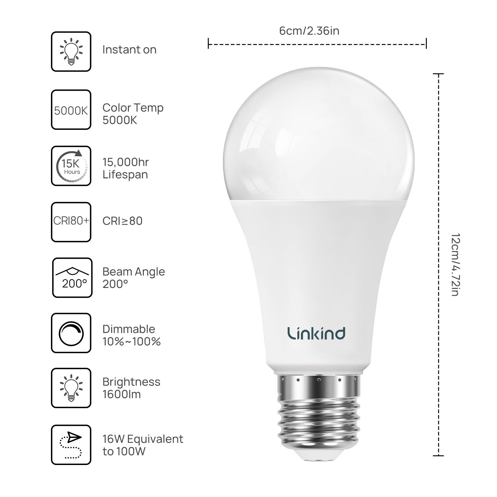 Linkind A19 LED bulb at 5000K daylight brightens workspaces.