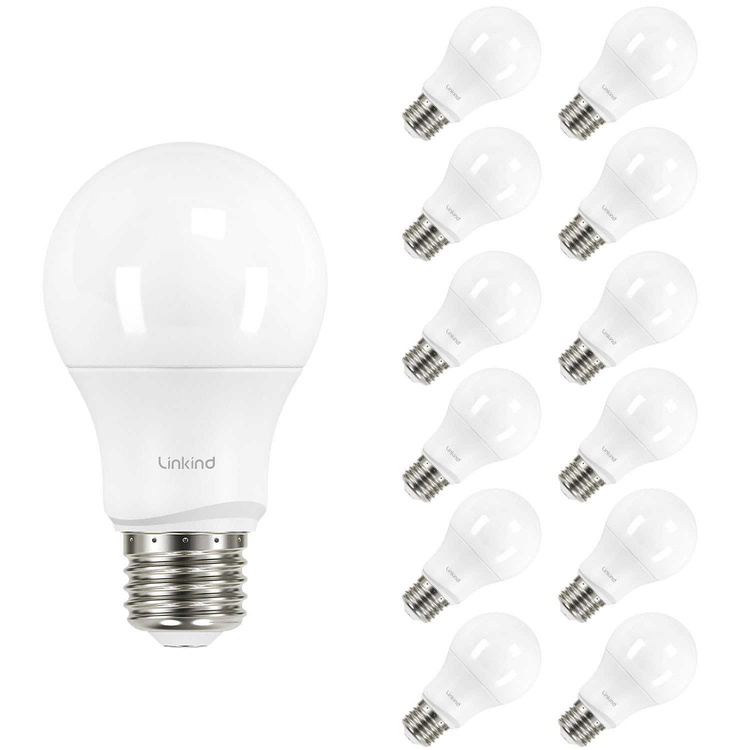 Linkind A19 LED bulbs 12-pack packaging, great value for replacing multiple lamps.