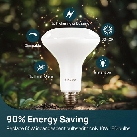 Linkind BR30 bulb with 110-degree beam in a room