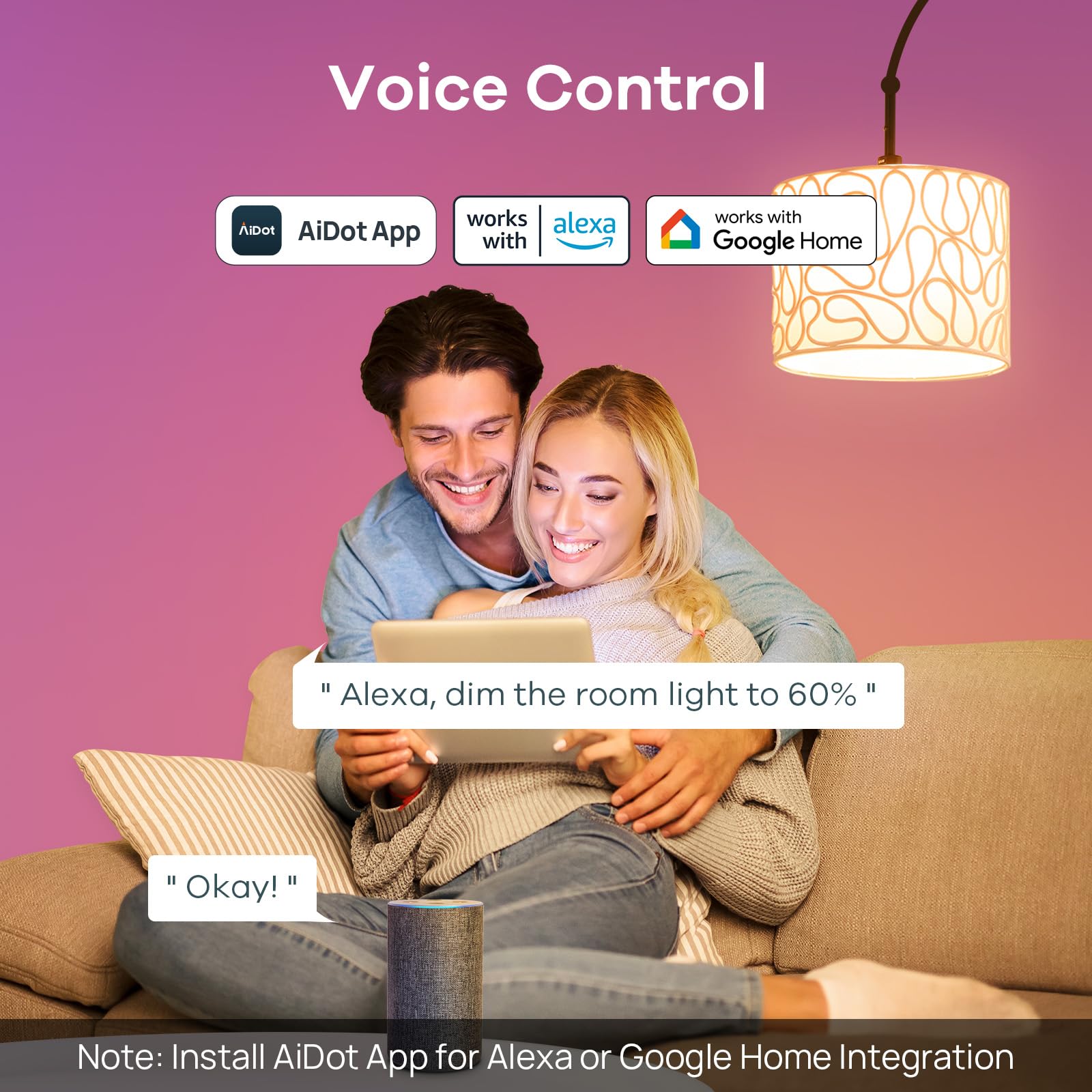 Linkind dimmable white-to-cool-white lighting for tasks and mood.