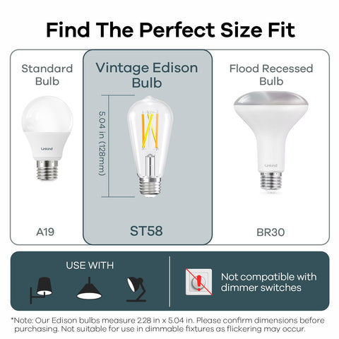 Linkind 800lm Edison LED bulbs for bright daily illumination