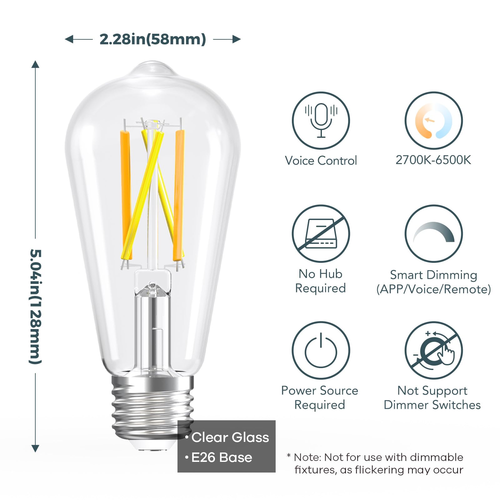 Linkind Edison bulbs dimmable from 1% to 100% for perfect ambience