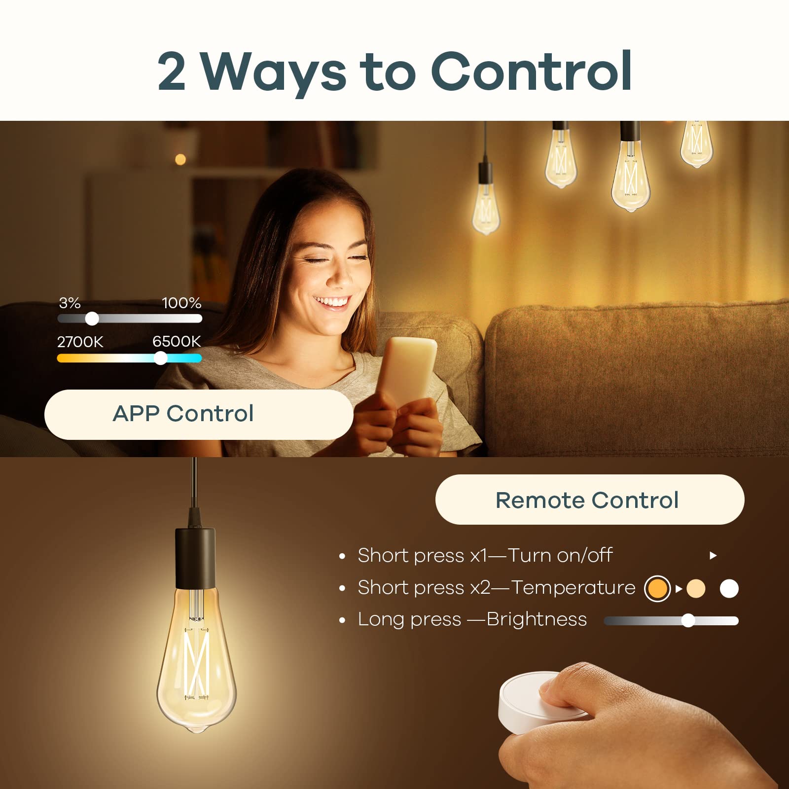 Linkind Edison bulbs remote control with magnet for easy placement