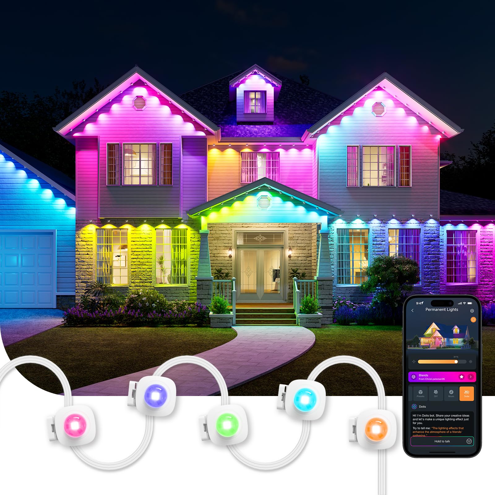 Linkind HP5 installation view demonstrates quick, clean eave mounting for professional outdoor lighting.