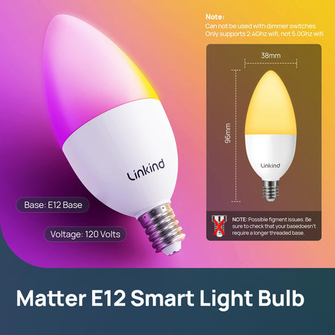 Linkind Matter app setup guiding 2.4 GHz WiFi connection