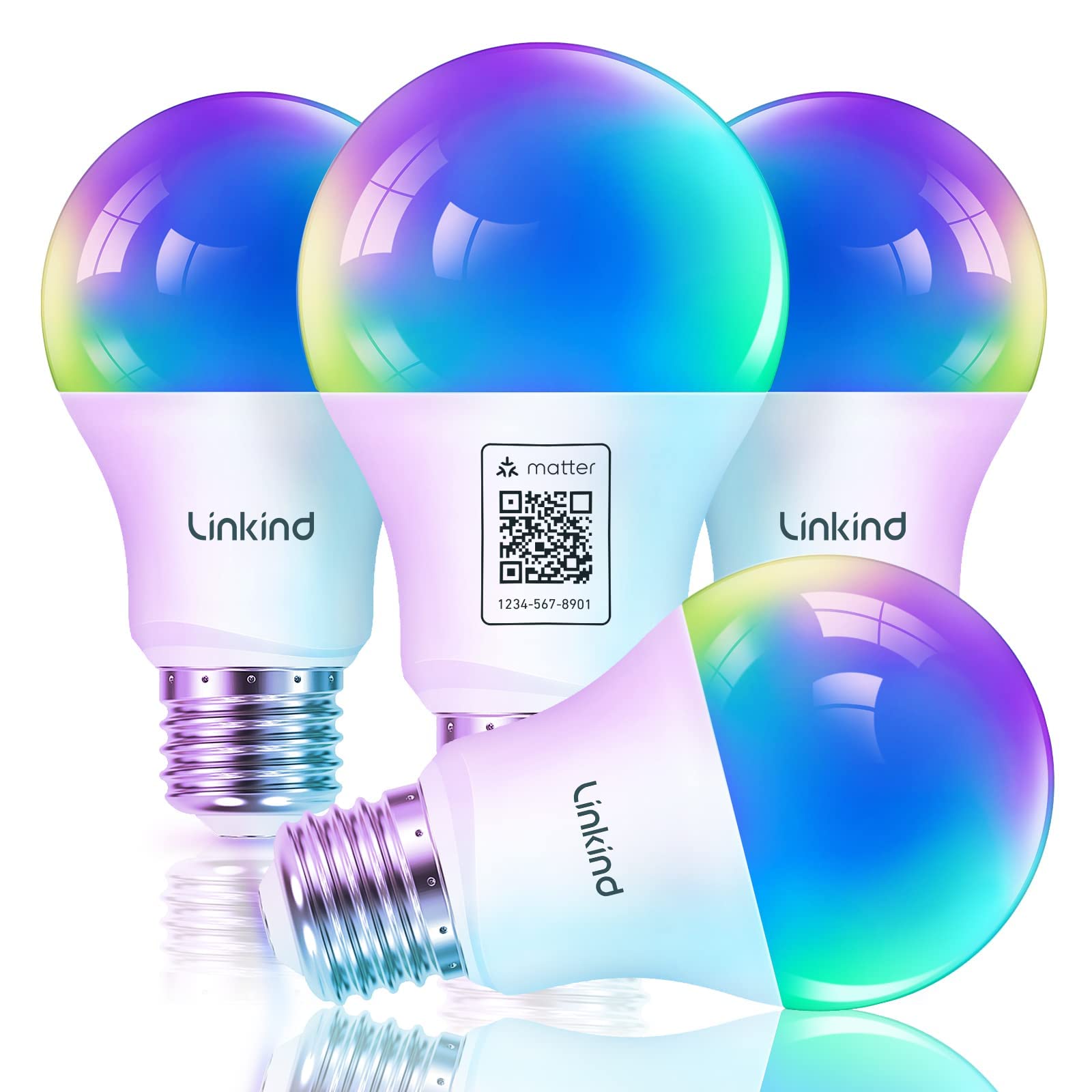 Linkind Matter smart bulb color range for customizable ambient lighting.