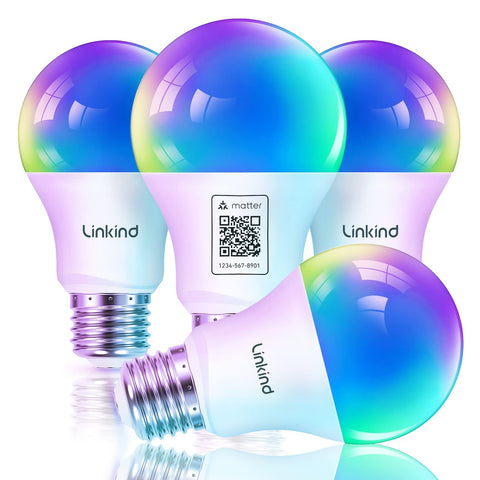 Linkind Matter smart bulb color range for customizable ambient lighting.