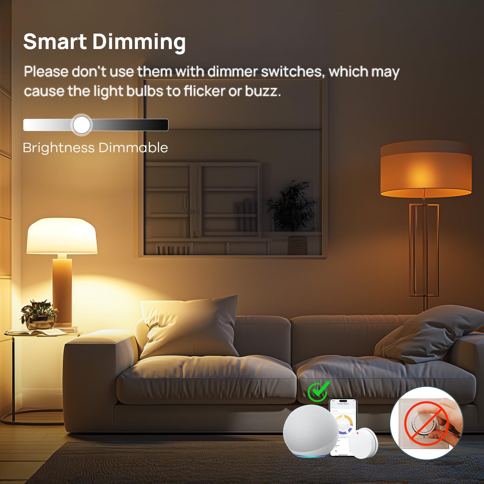Linkind Matter smart bulb brightness from 1% to 100% for precise control