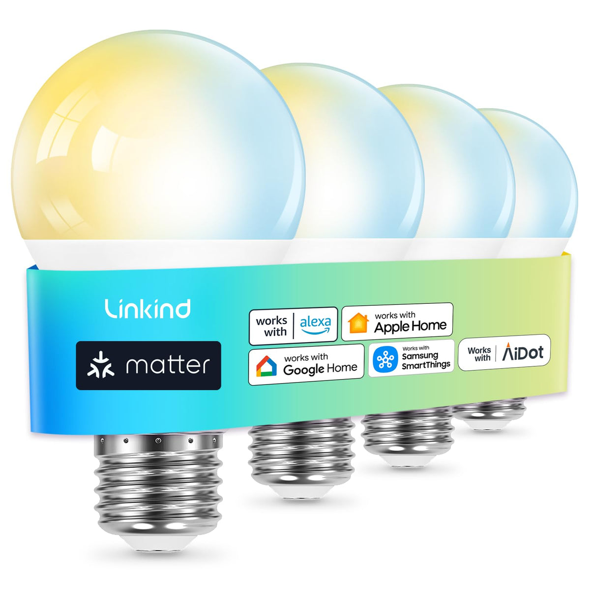 Linkind Matter smart bulb pack of four ready for quick setup and multi-room control.