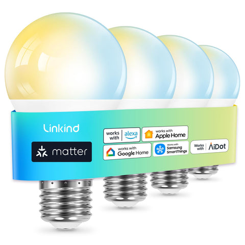 Linkind Matter smart bulb pack of four ready for quick setup and multi-room control.